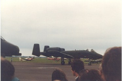 A10 Warthog from Bentwaters seen 1983. There was 4 of them they arrived about 3 days early so they flew practice displays every Day. Finally they were "asked" to leave by the Station Commander after complaints about them buzzing the Fenton Flyer Car park. ( I think the C.O. was jealous,  that@s where all the spectators were.)